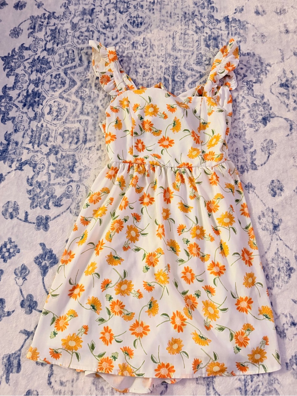 Altar’d State Floral Sundress White Orange Yellow Daisy Print Women’s L